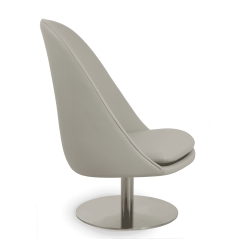 Avanos Lounge Chair with Round Base Light Grey Leatherette