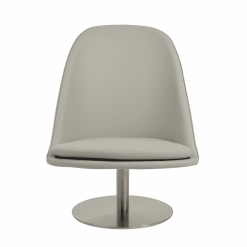 Avanos Lounge Chair with Round Base Light Grey Leatherette Front