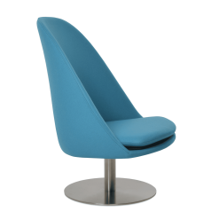 Avanos Lounge Chair with Round Base Turquoise Camira Wool