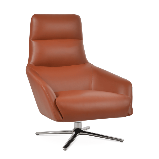 Barcelona Oval Swivel Chair Cinnamon PPM FR Polished SS