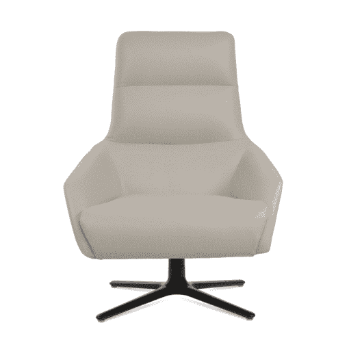 Barcelona Oval Swivel Chair Light Grey Leatherette Black Powder Front