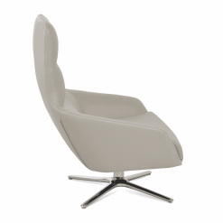 Barcelona Oval Swivel Chair Light Grey Leatherette Polished SS