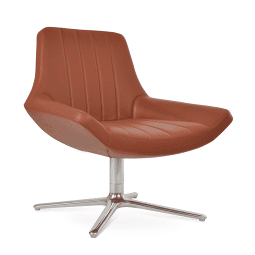 Bellagio Oval Swivel Chair Cinnamon PPM FR Polished SS Angle