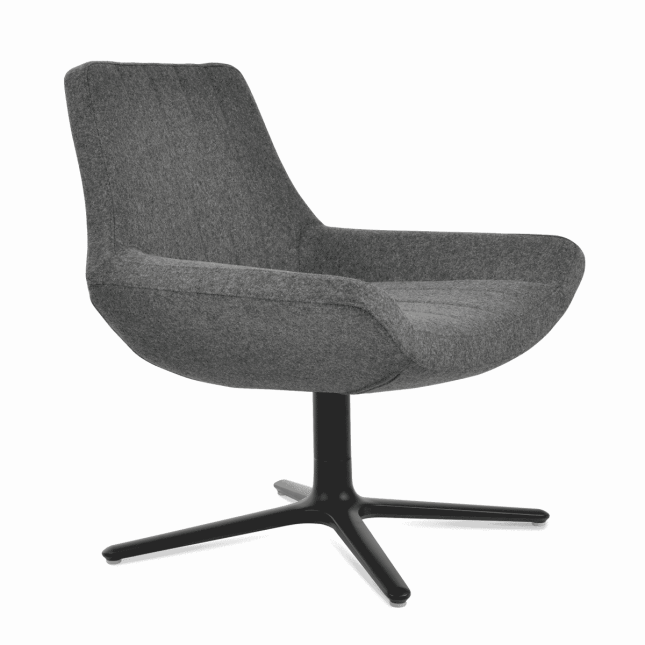 Bellagio Oval Swivel Chair Dark Grey Camira Wool Black powder Angle