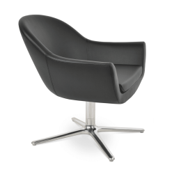 Madison Oval Swivel Chair Black Leatherette and Polished SS