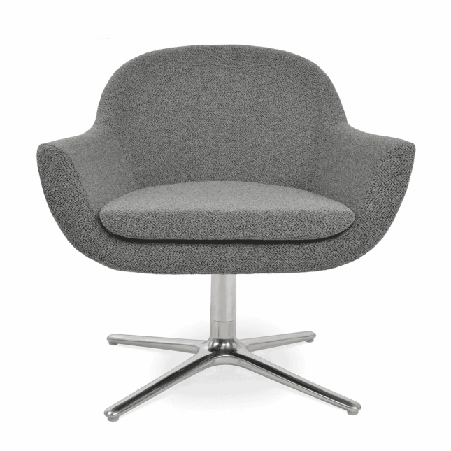 Madison Oval Swivel Chair Grey Black Boucle Fabric Front
