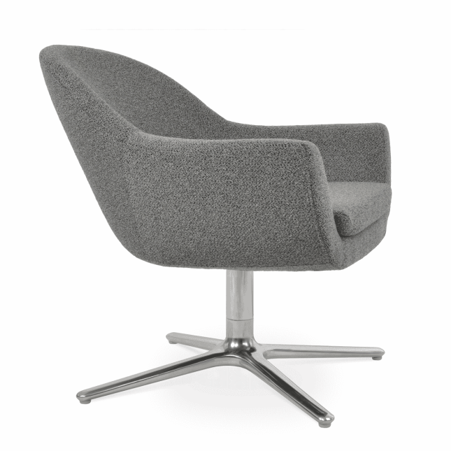 Madison Oval Swivel Chair Grey Black Boucle Fabric Side