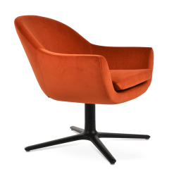 Madison Oval Swivel Chair Orange Velvet Black Powder