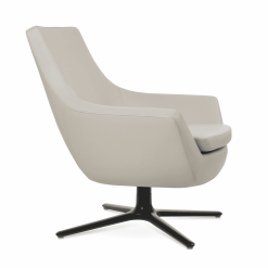 Rebecca Oval Swivel Chair Light Grey Leatherette Black Powder