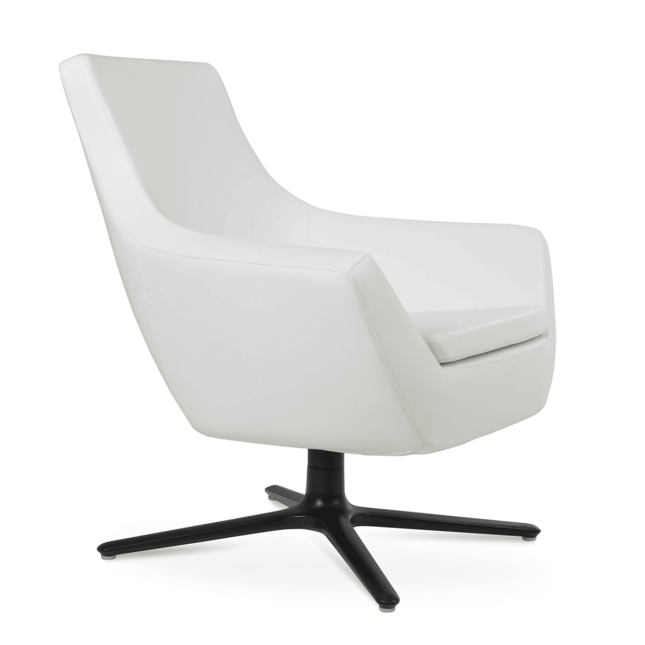 Rebecca Oval Swivel Chair White Leatherette Black Powder Side