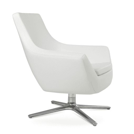 Rebecca Oval Swivel Chair White Leatherette Polished SS