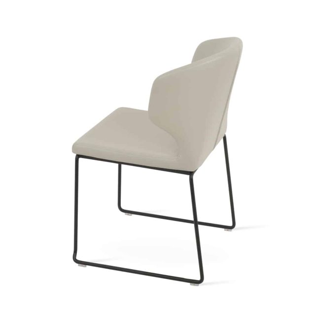 AMED DINING STACKABLE WIRE BLACK SEAT LEATHERETTE F SOFT LIGHT GREY