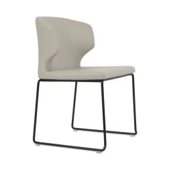 AMED DINING STACKABLE WIRE BLACK SEAT LEATHERETTE F SOFT LIGHT GREY