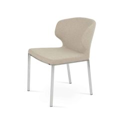 AMED PLUS METAL CHROME SEAT BOUCLE FABRIC BEIGE Silver DININGCHAIR