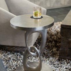 bernhardt linea metal round chairside table detail