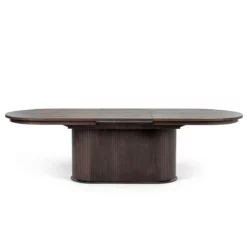 Edmund Extendable Dining Table In Brown Oak Finish