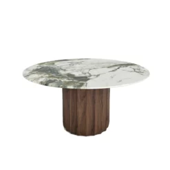 Rufus Round Wood & Printed Glass Dining Table