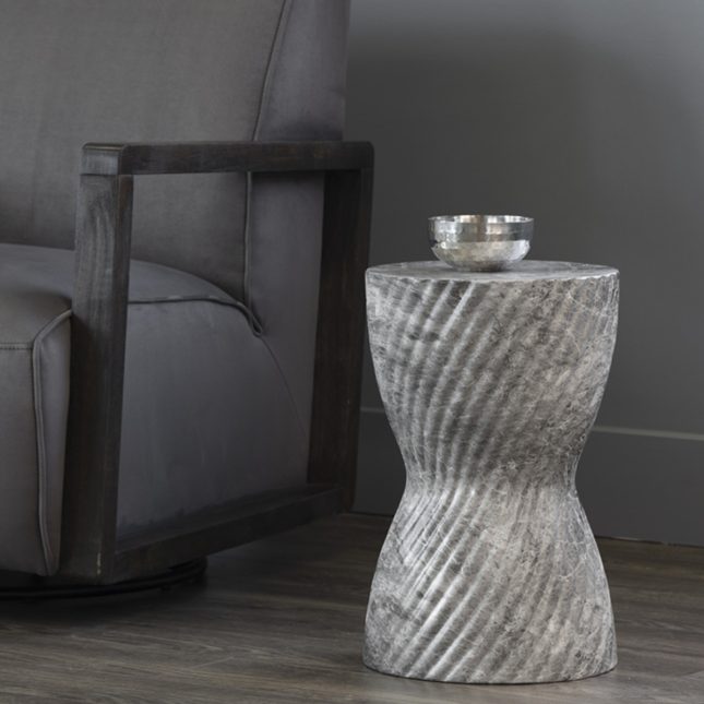 Cara End Table Marble Grey