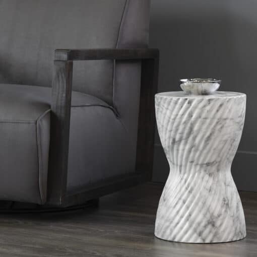 Cara End Table Marble White