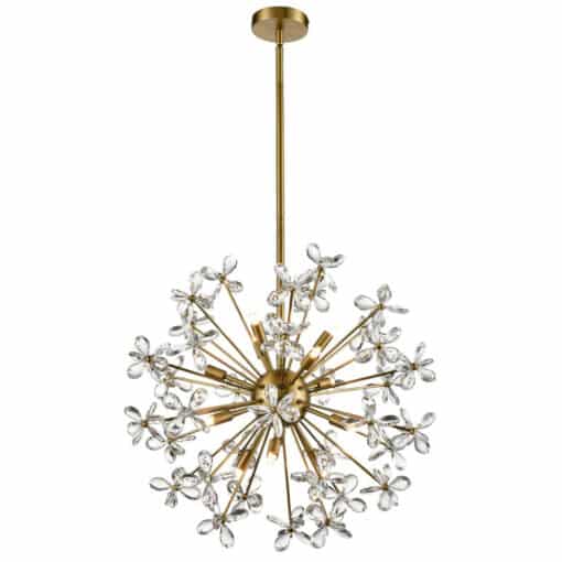 Florid Chandelier Large Aged Brass