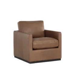 Portman Swivel Accent Chair In Leather