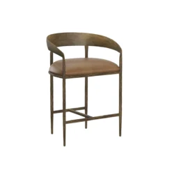 Zanatta Counter Stool In Tan Leather
