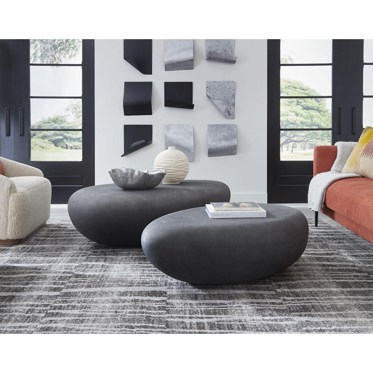 river stone coffee table