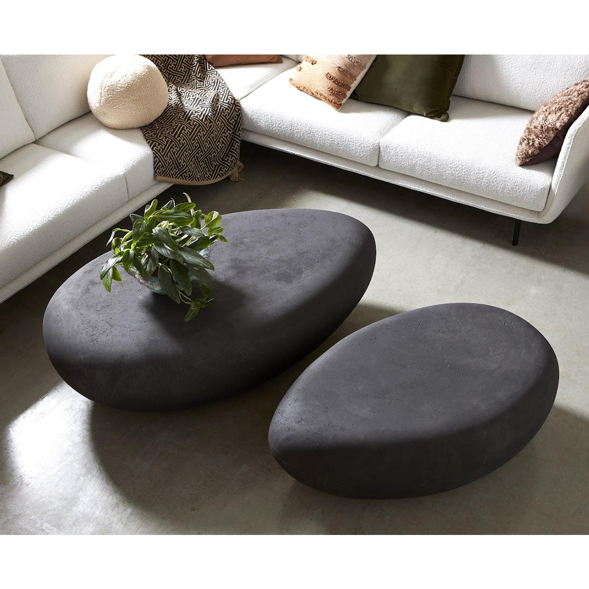 river stone coffee table