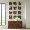 teak slice console table