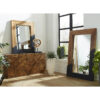 teak slice console table