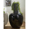 river stone side table