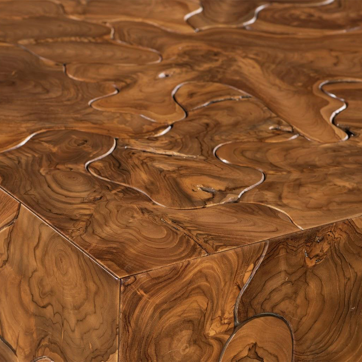 teak slice coffee table