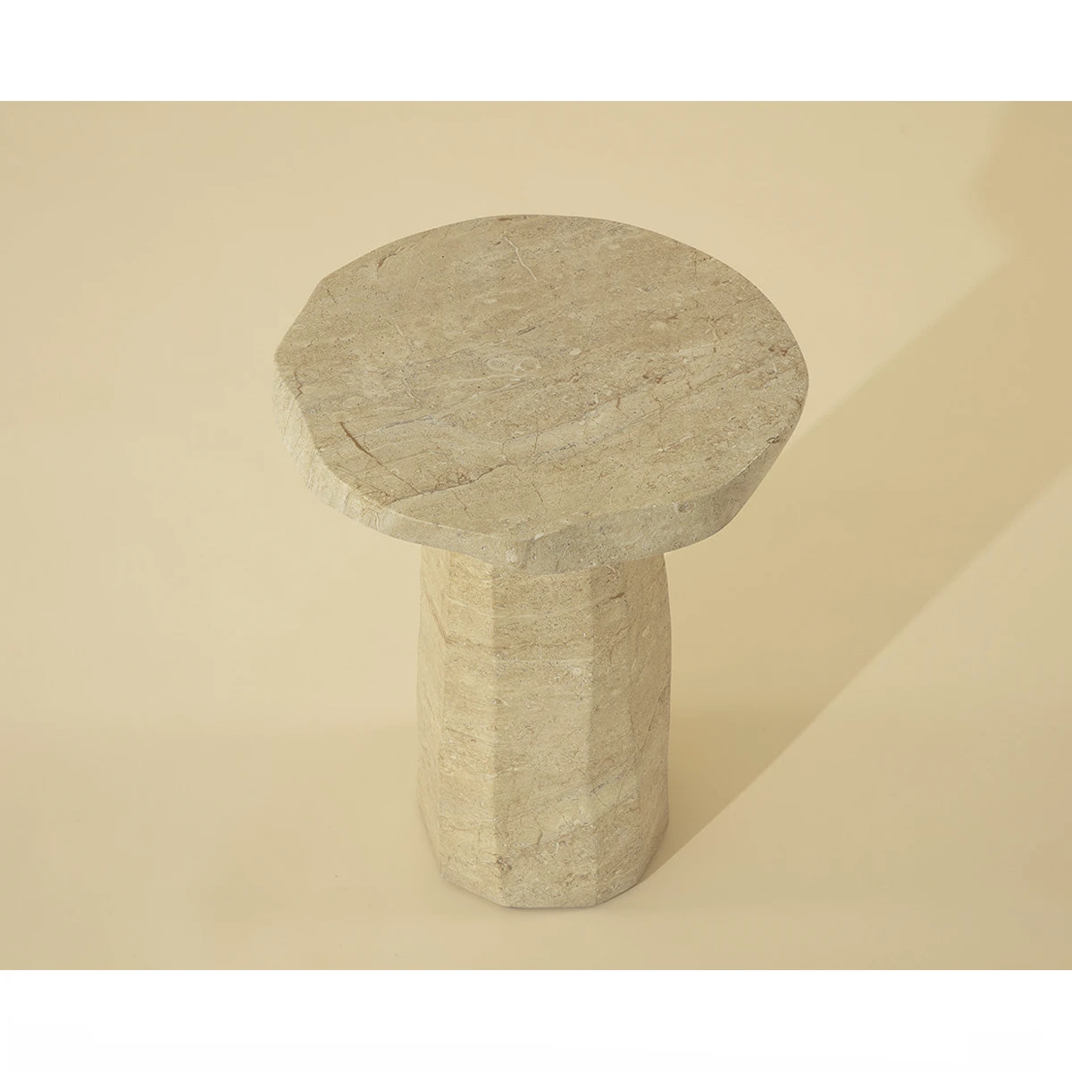 Baldur Side Table In Travertine Look - Image 2