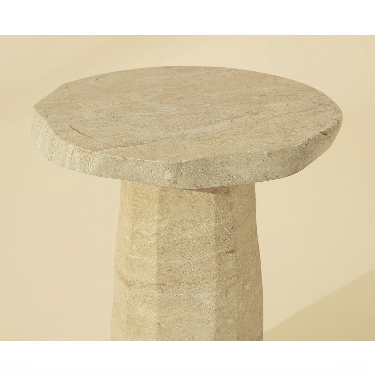 Baldur Side Table In Travertine Look - Image 3