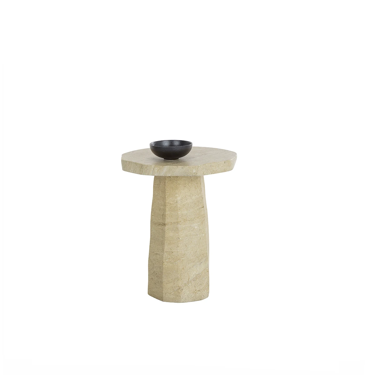Baldur Side Table In Travertine Look - Image 4