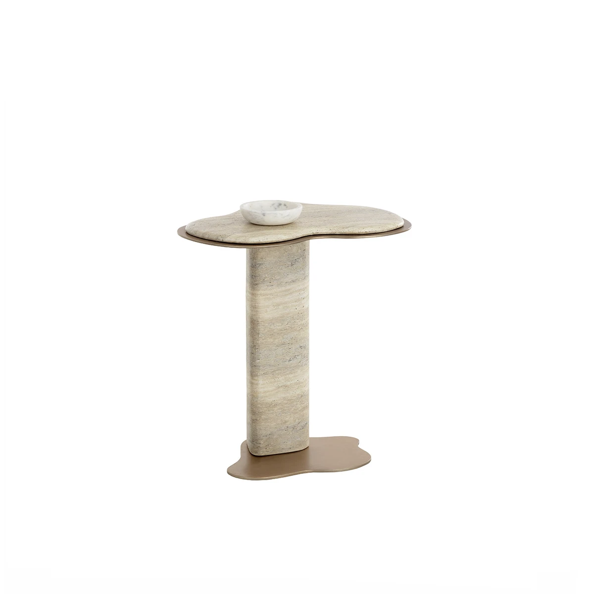 Isolda Side Table In Travertine Look - Image 4