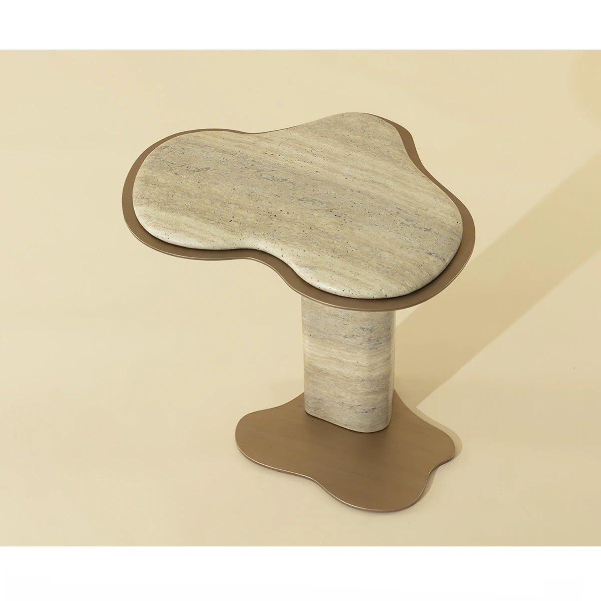Isolda Side Table In Travertine Look - Image 2