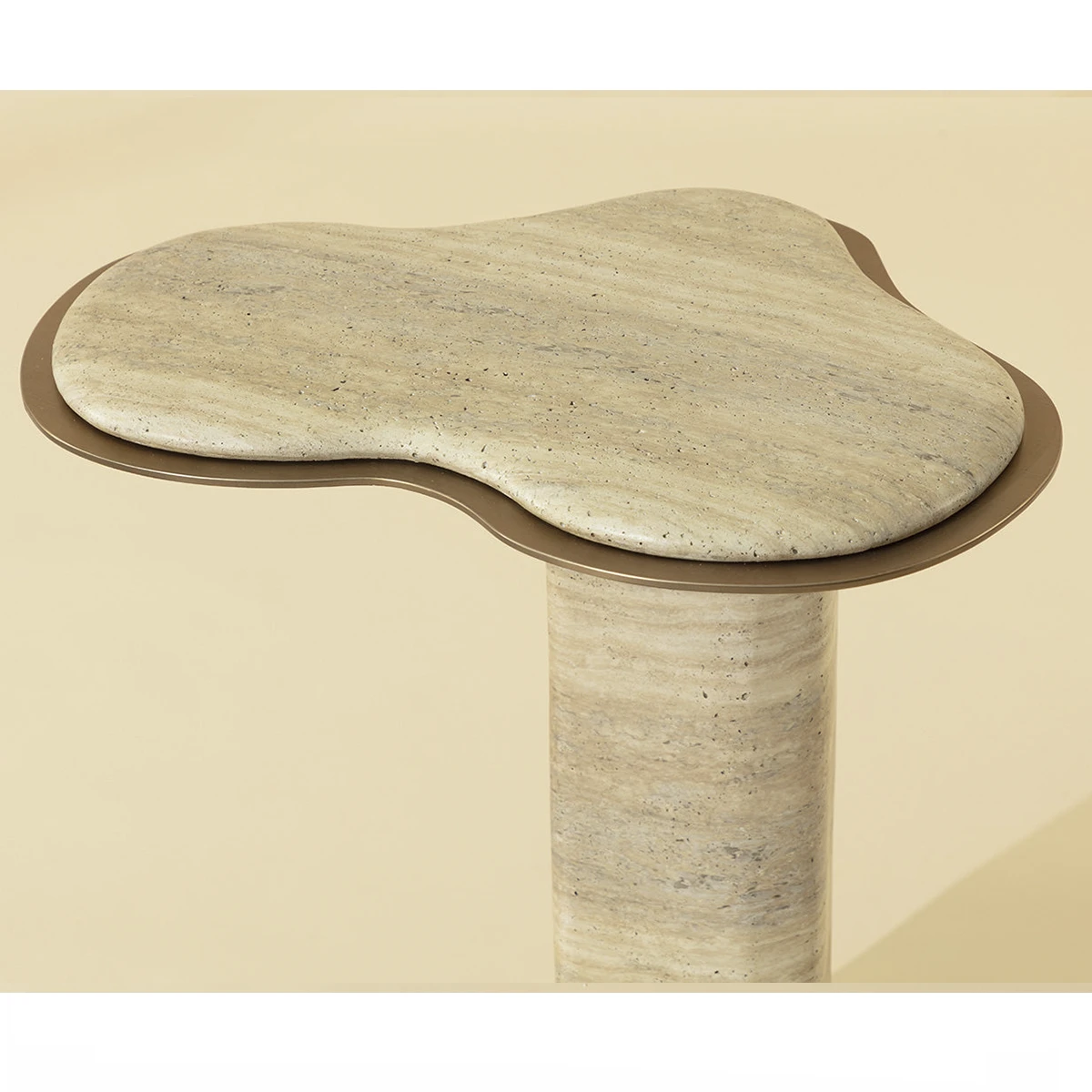 Isolda Side Table In Travertine Look - Image 3