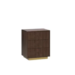 Lotus 3-Drawer Metal Base Nightstand