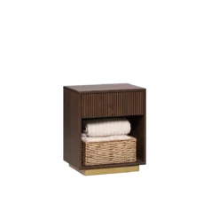Lotus 1-Drawer Metal Base Nightstand