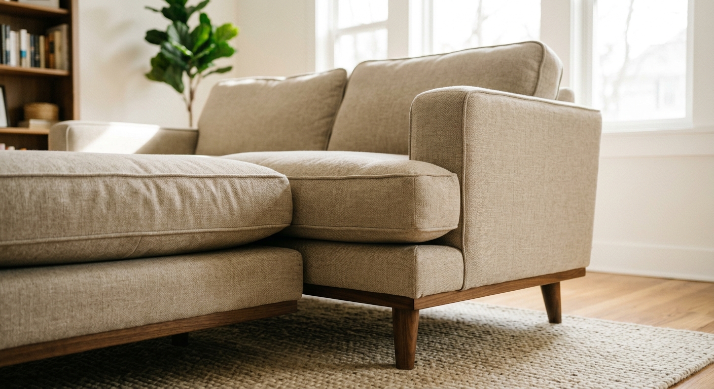 Modern living room sofa sizing and furniture arrangement
