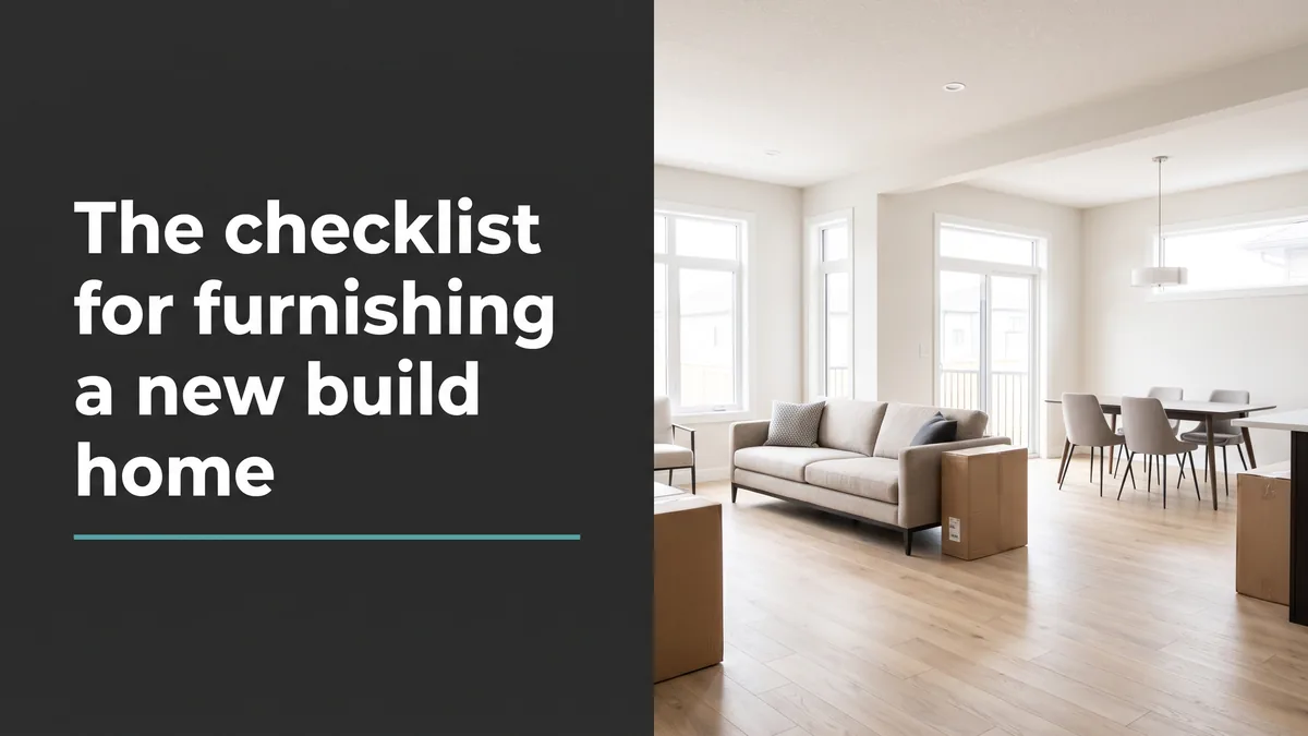 Bright newly built open-concept home being furnished, illustrating furnishing a new build home
