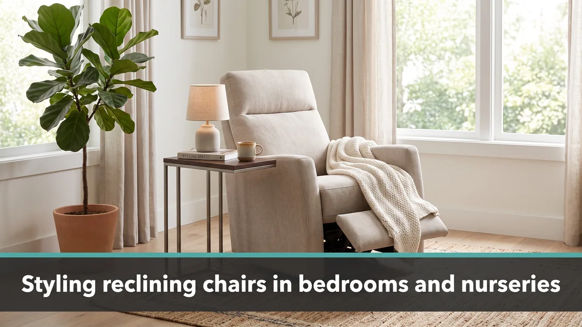 Upscale bedroom corner with a modern reclining chair, illustrating styling reclining chairs in bedrooms
