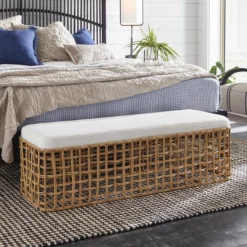 Alternative view of Rattan Bench