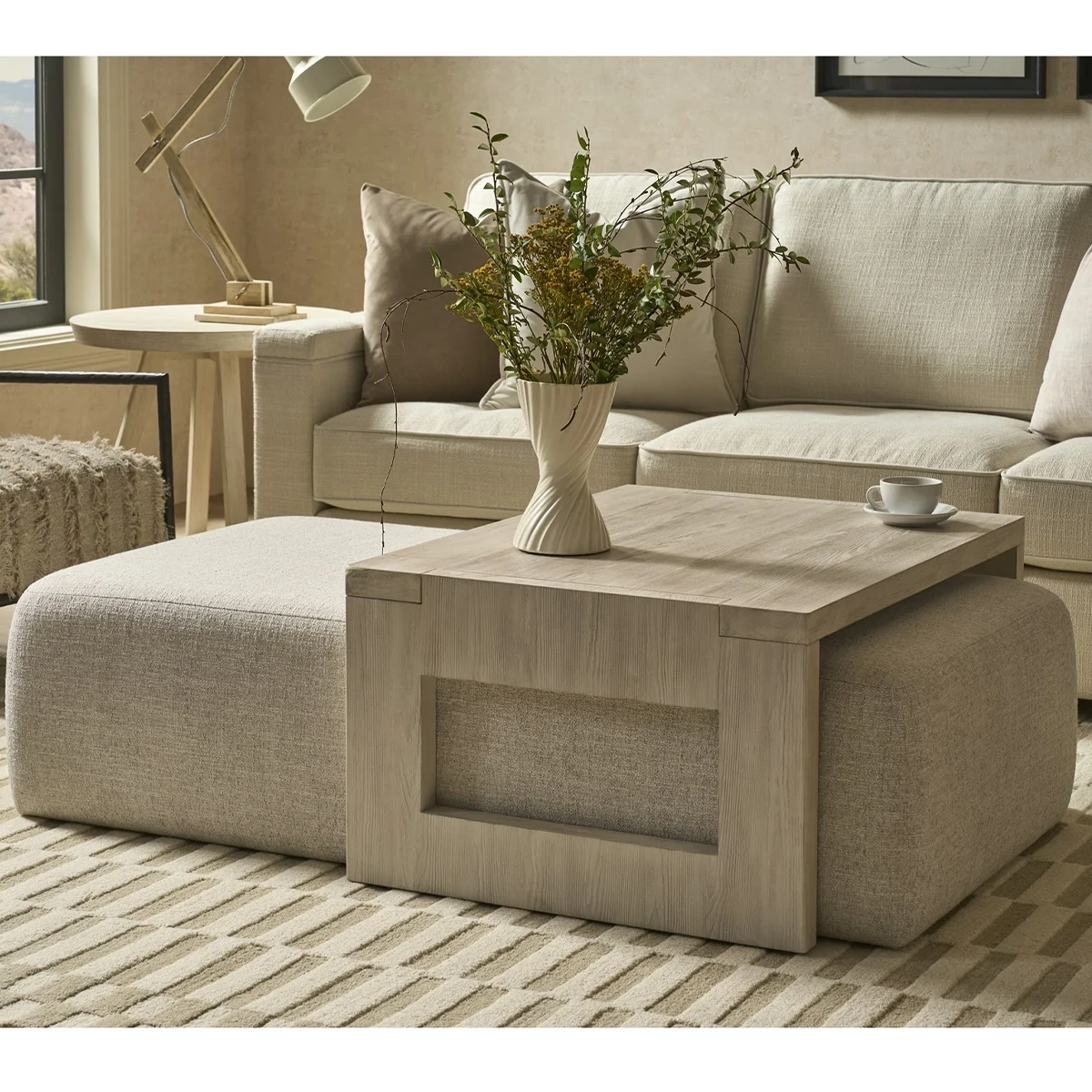 River Rock Coffee Table WIth Ottoman - Image 2
