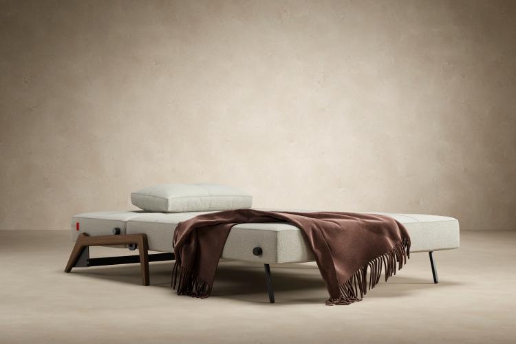 Cubed Sofa Bed with Dark Wood Legs - Image 3
