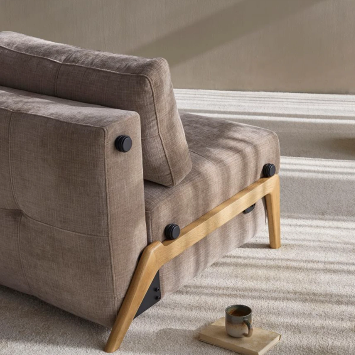 Cubed Sofa Bed with Light Wood Legs - Image 4