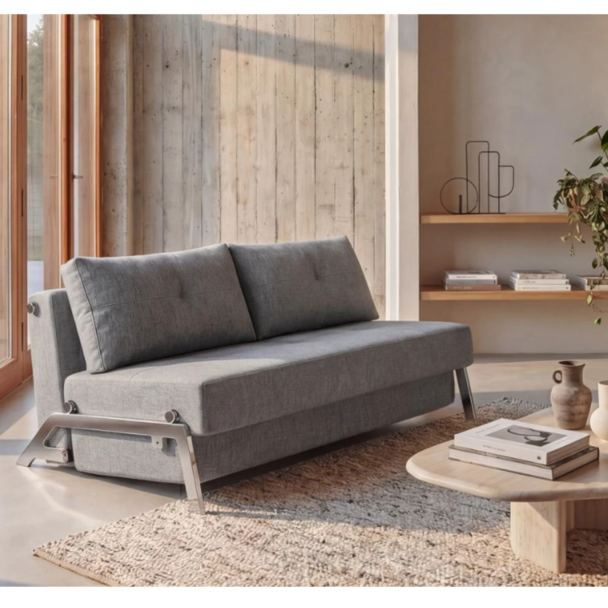 Cubed Sofa Bed with Chrome Legs - Image 3